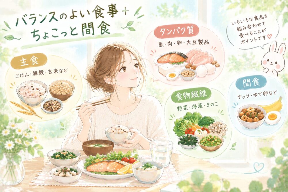 妊活中の血糖コントロールで意識したい食べ物・食材のイラスト