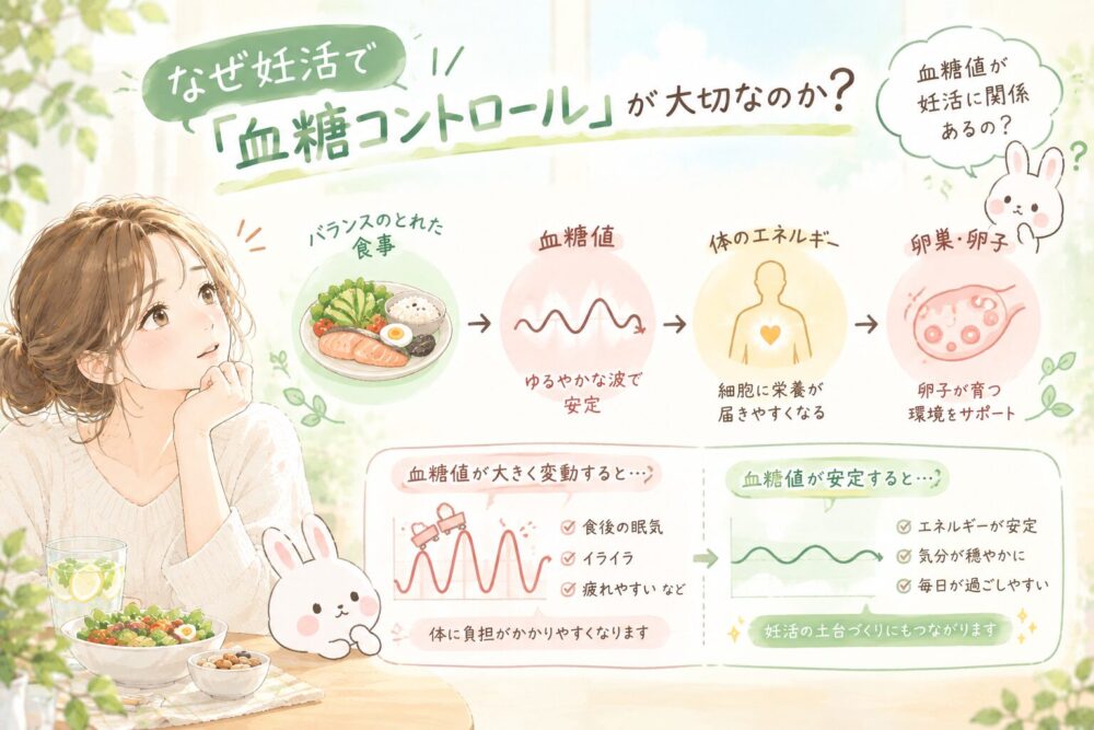 なぜ妊活で「血糖コントロール」が大切なのか？のイメージイラスト